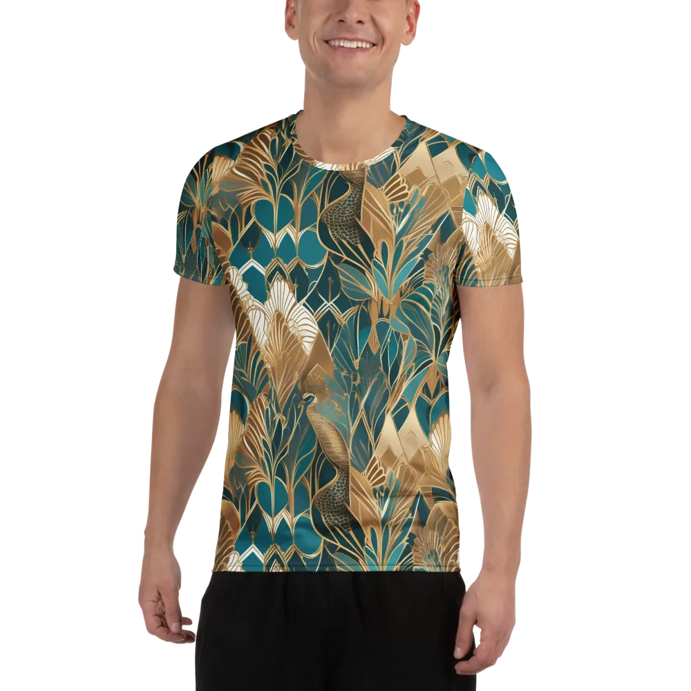 Gilded Peacock Garden on Men's Athletic T-Shirt — Front