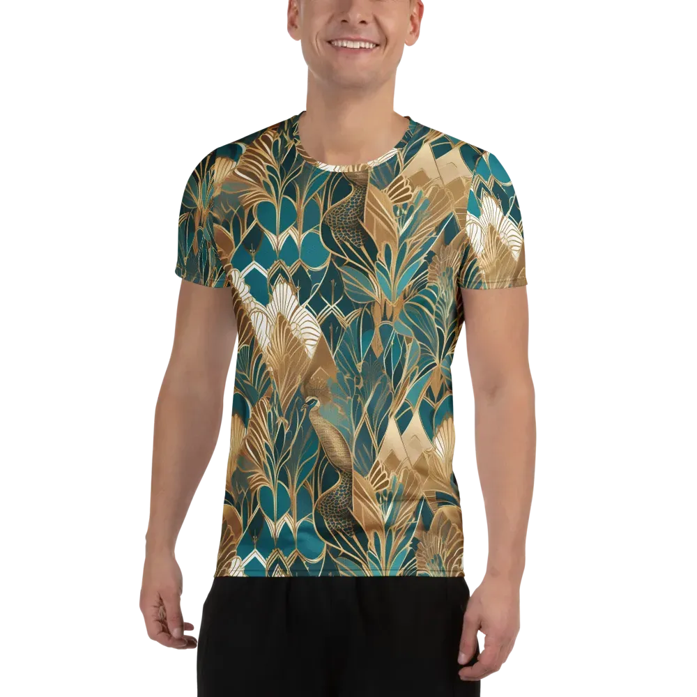 Gilded Peacock Garden on Men's Athletic T-Shirt — Front