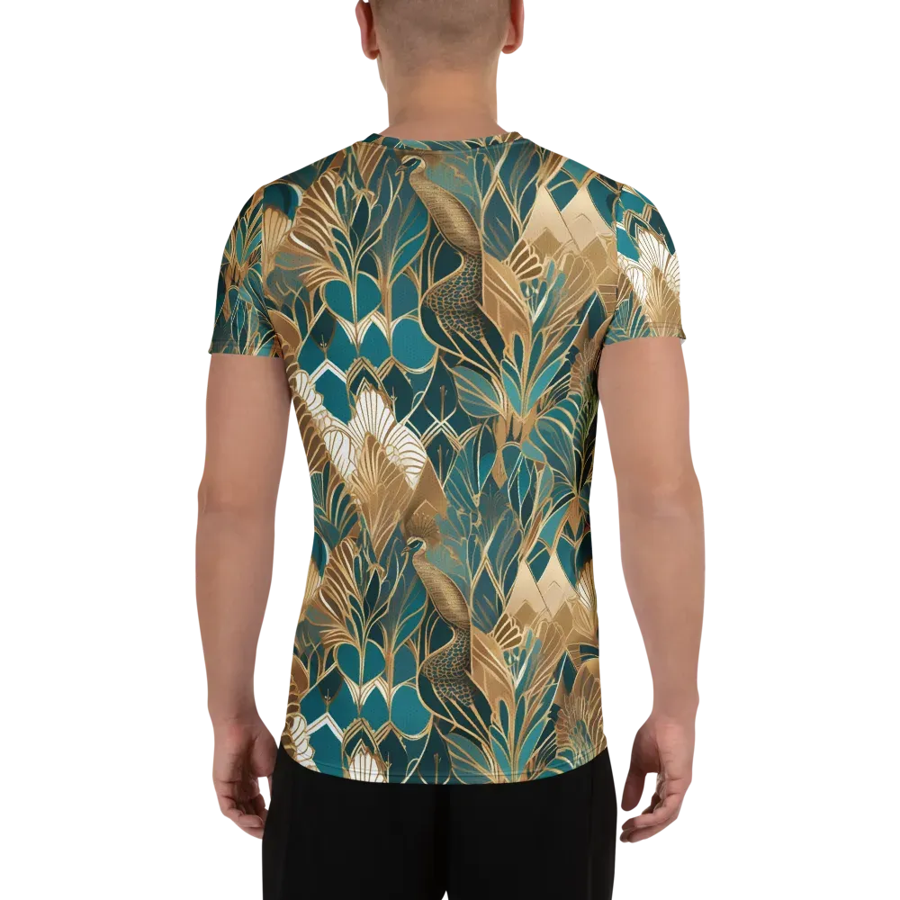 Gilded Peacock Garden on Men's Athletic T-Shirt — Back