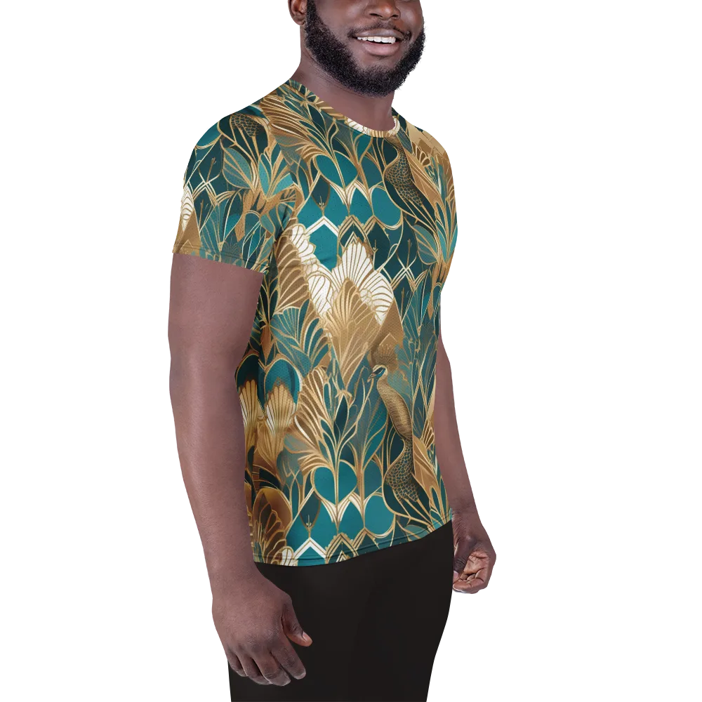 Gilded Peacock Garden on Men's Athletic T-Shirt — Right