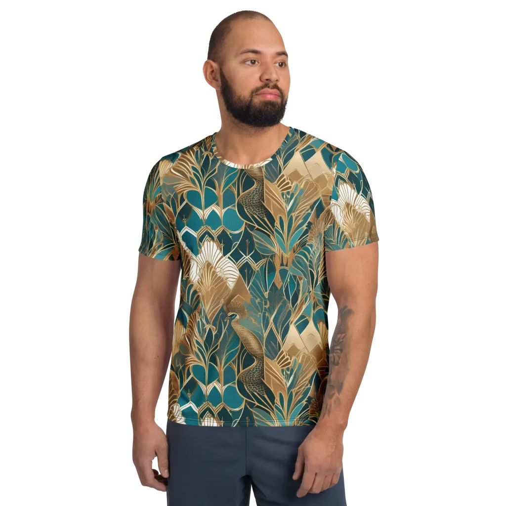 Gilded Peacock Garden on Men's Athletic T-Shirt — Front