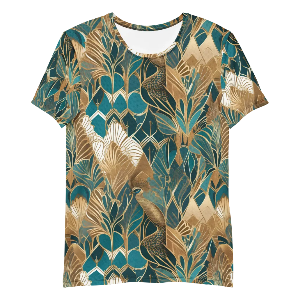 Gilded Peacock Garden on Men's Athletic T-Shirt — Front