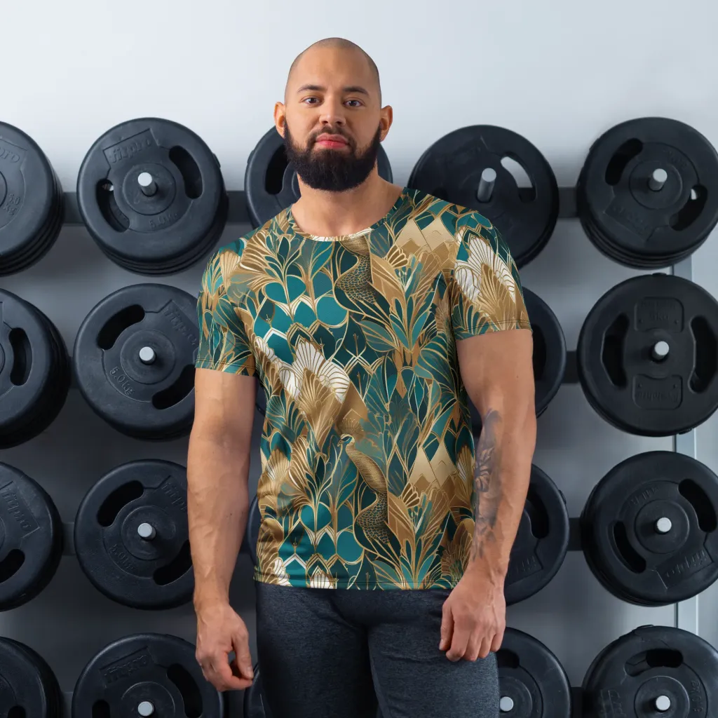 Gilded Peacock Garden on Men's Athletic T-Shirt — Front