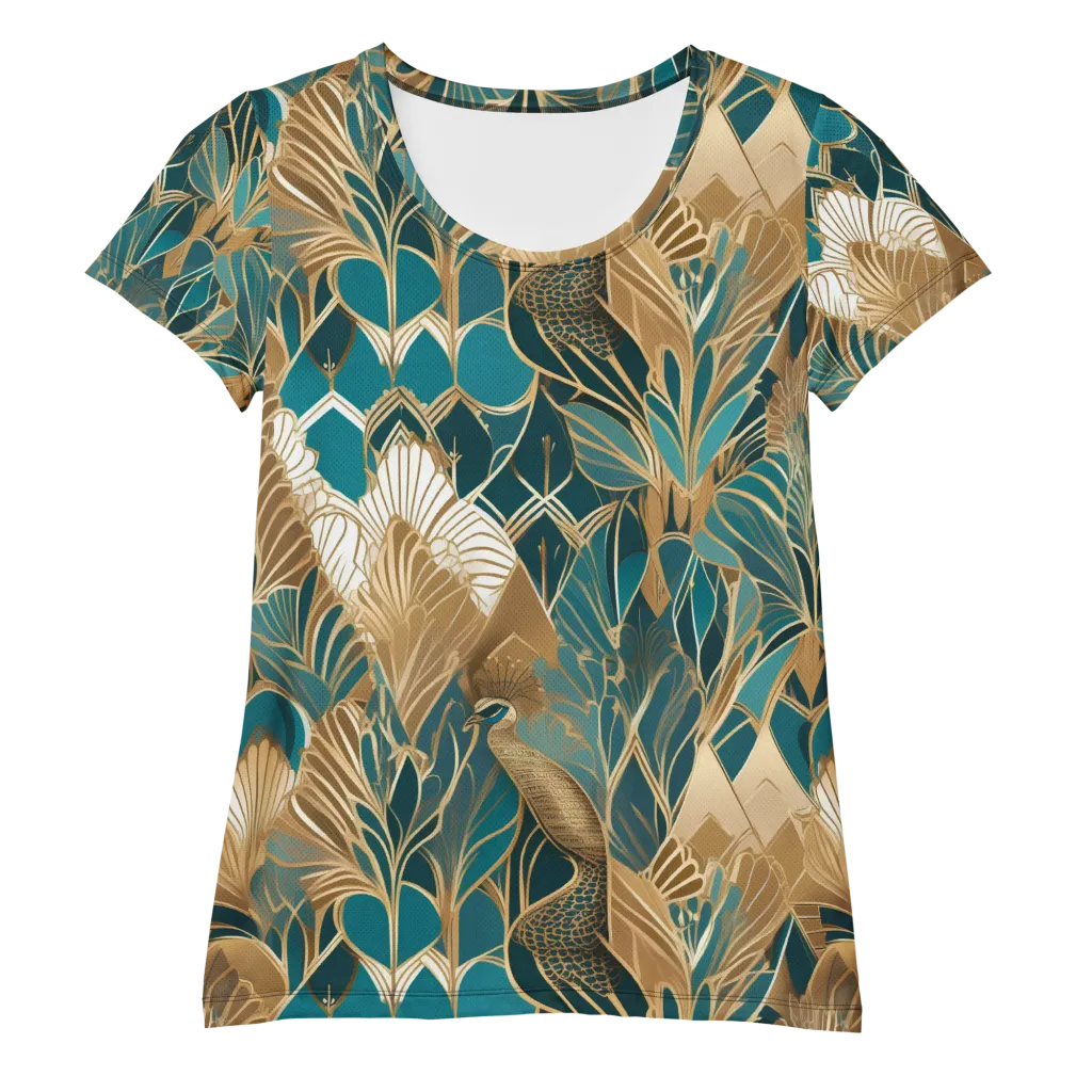Gilded Peacock Garden on Women's Athletic T-Shirt — Front