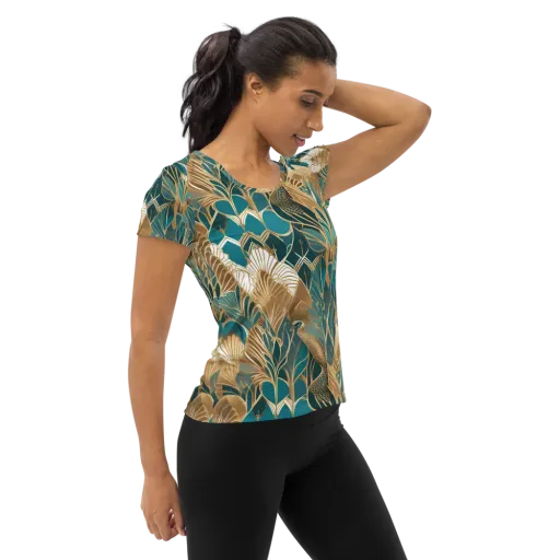 Gilded Peacock Garden on a Women's Athletic T-Shirt