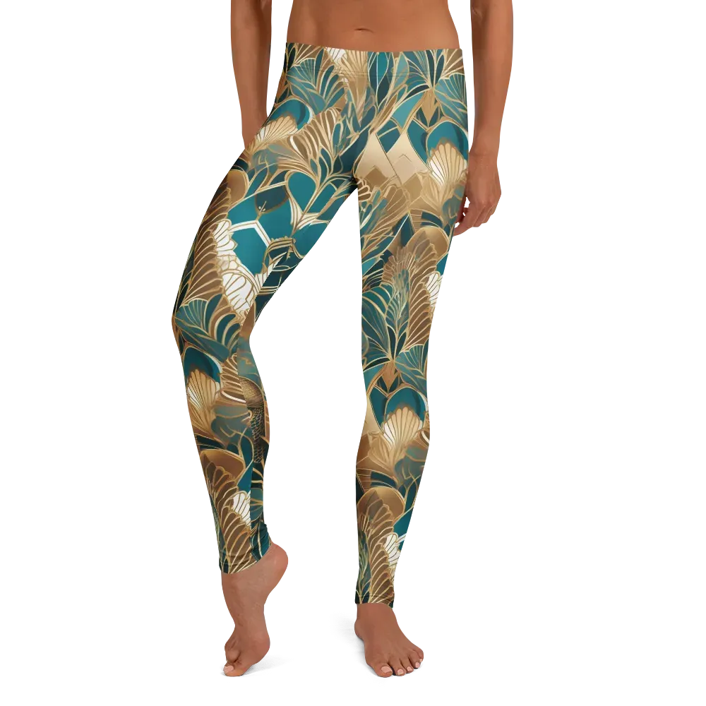 Gilded Peacock Garden on Leggings — Front