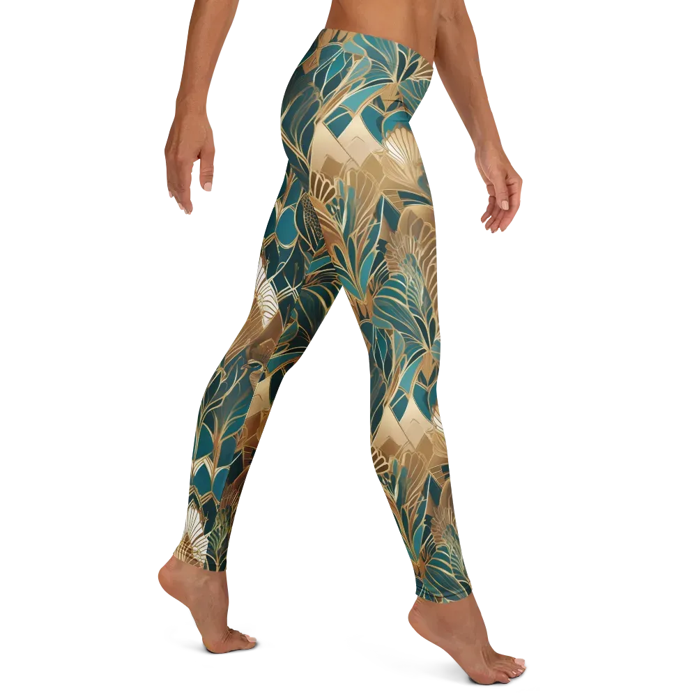 Gilded Peacock Garden on Leggings — Right