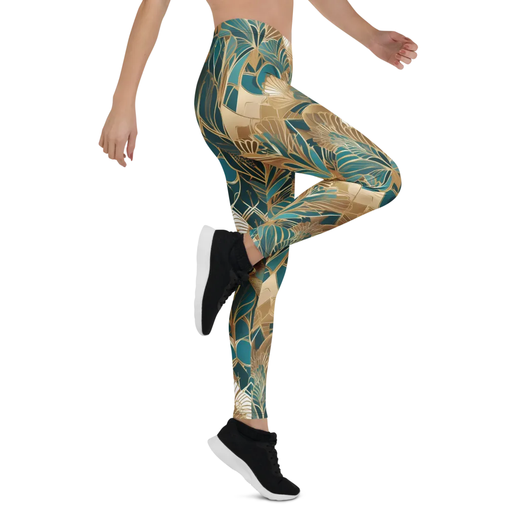Gilded Peacock Garden on Leggings — Right
