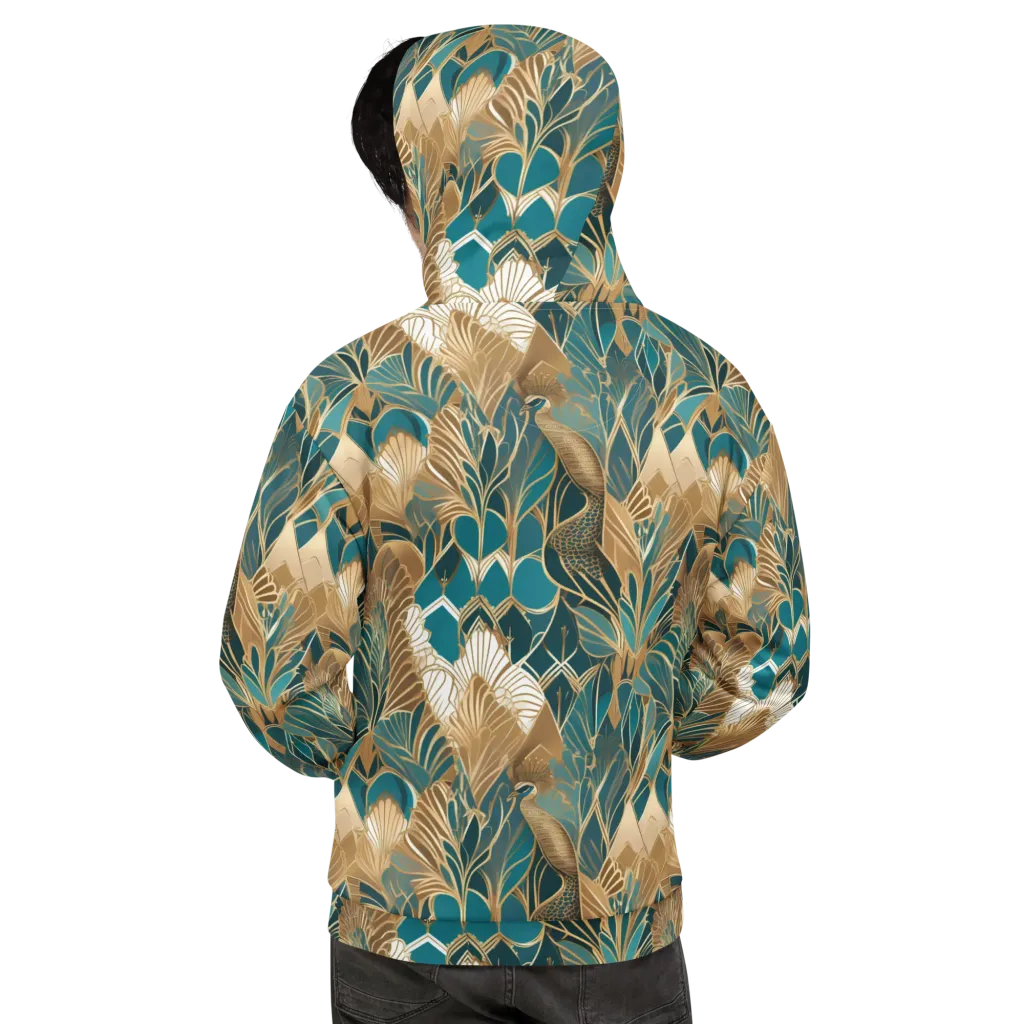 Gilded Peacock Garden on Hoodie — Back
