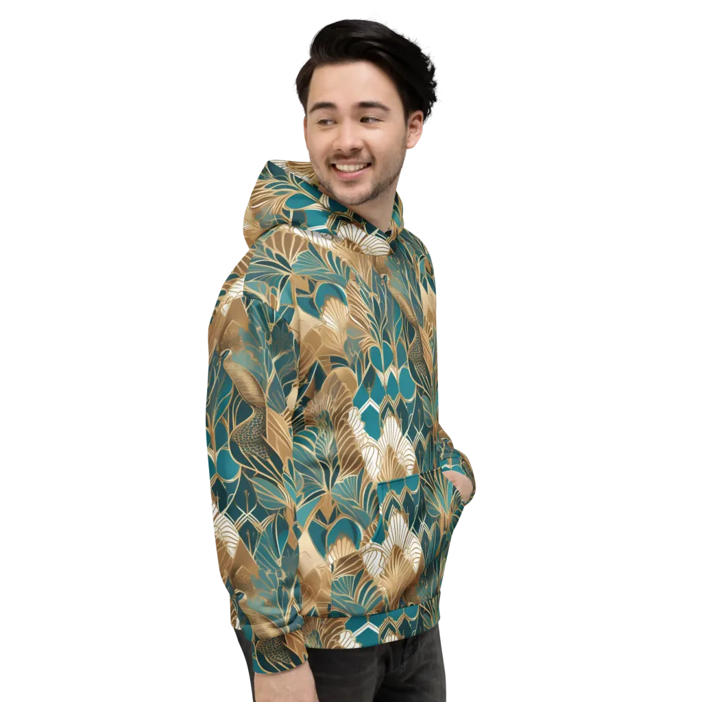 Gilded Peacock Garden on Hoodie — Right