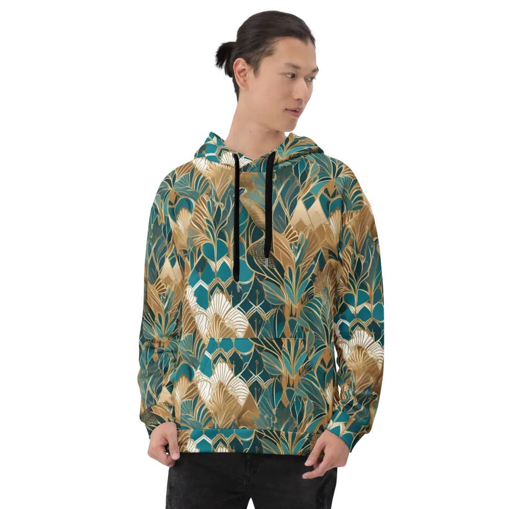 Gilded Peacock Garden on Hoodie — Front