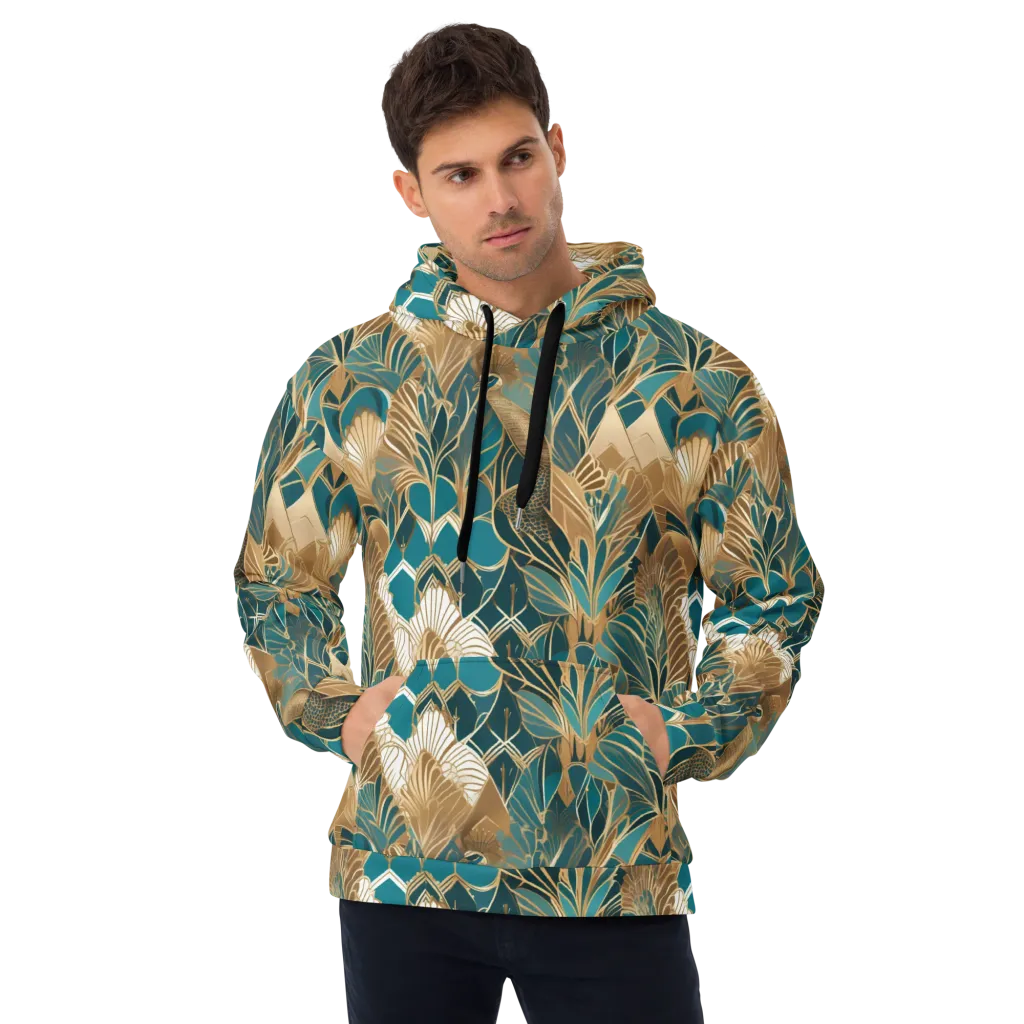 Gilded Peacock Garden on Hoodie — Front