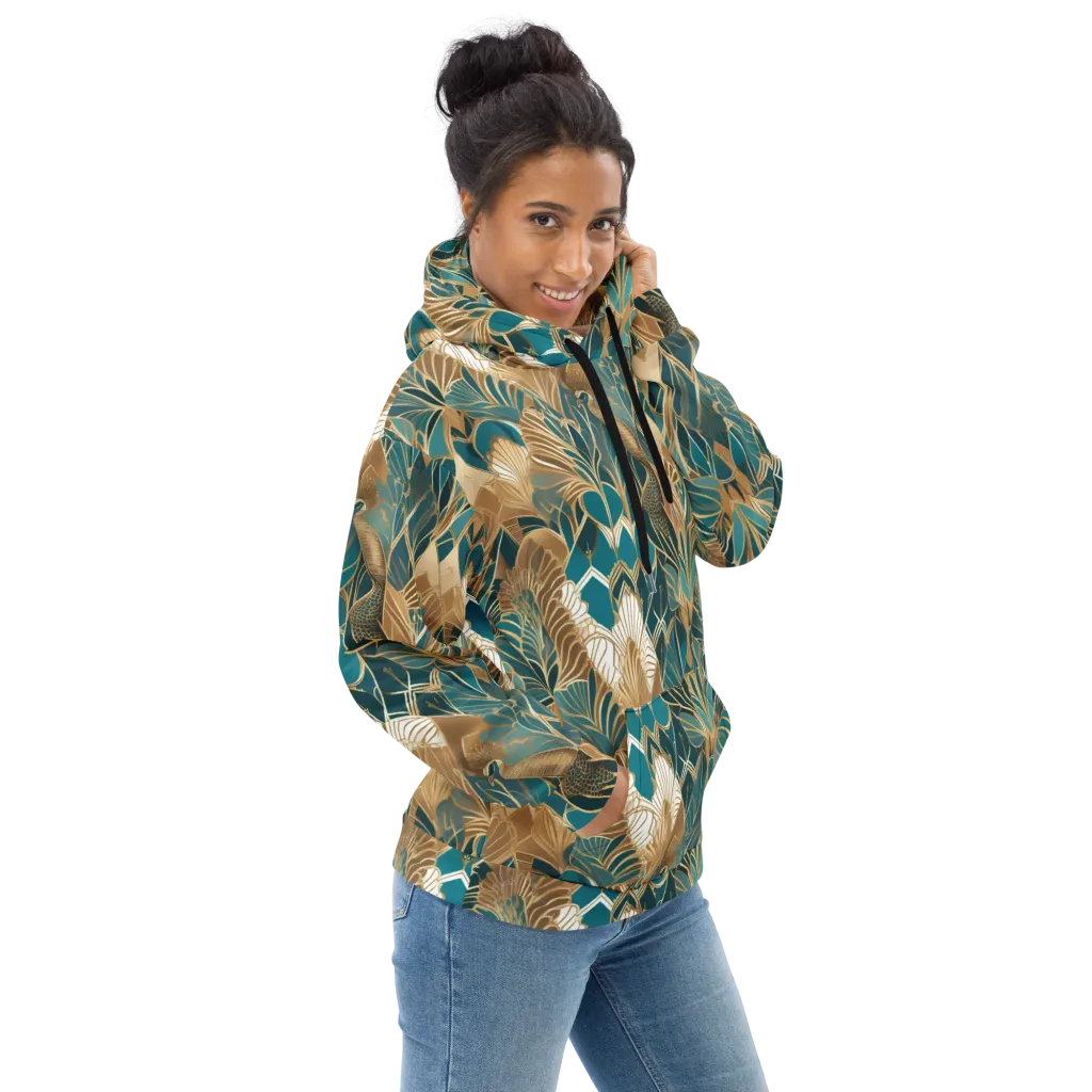 Gilded Peacock Garden on Hoodie — Right