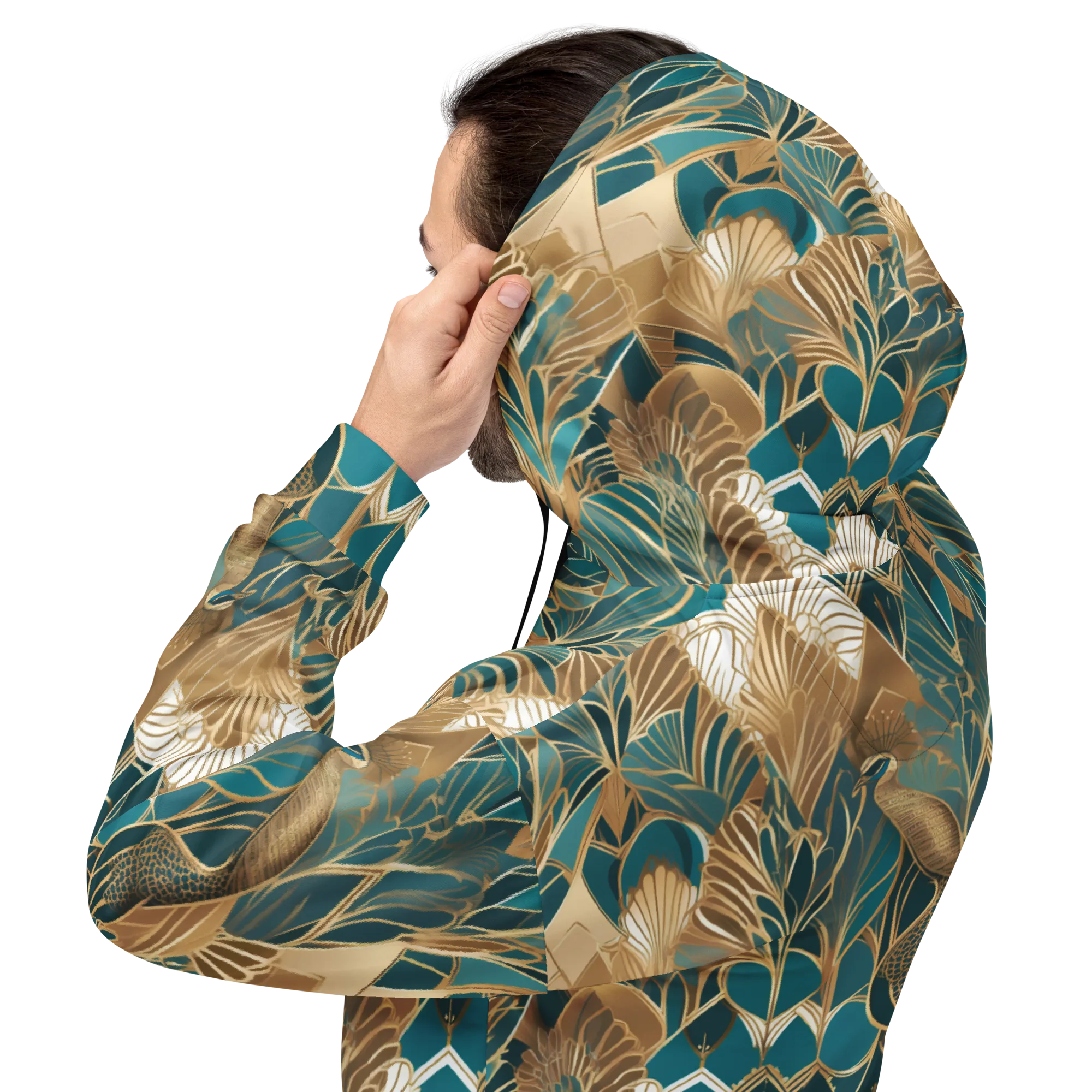 Gilded Peacock Garden on Hoodie — Back