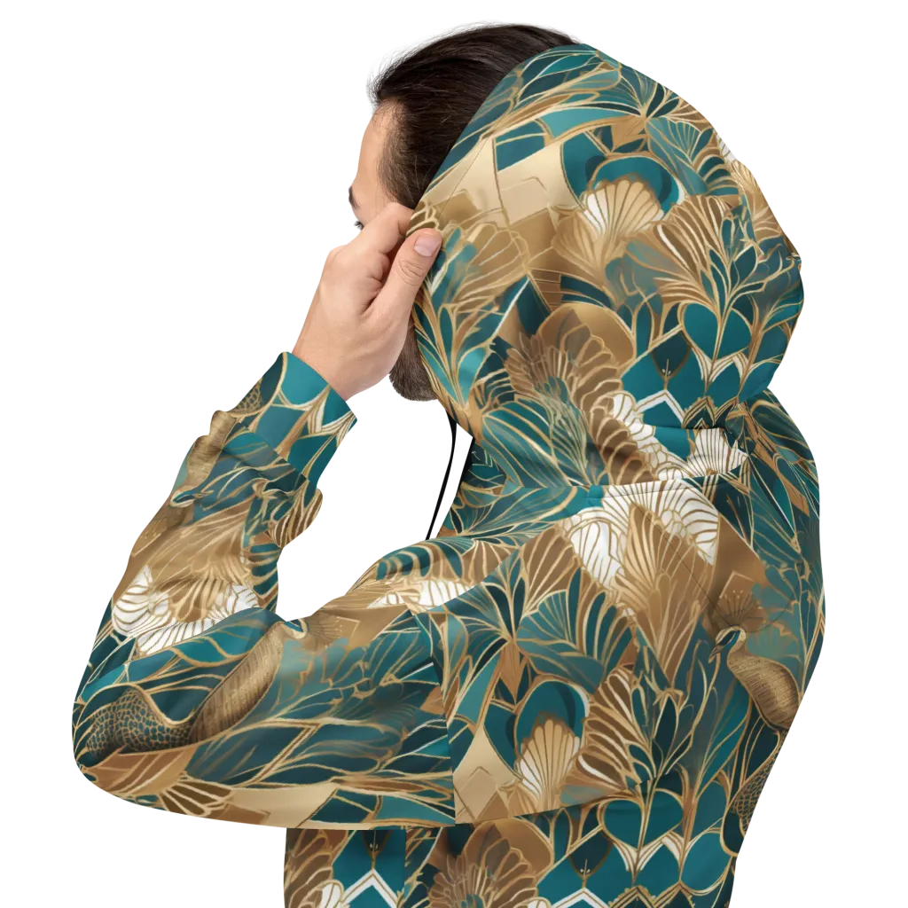 Gilded Peacock Garden on Hoodie — Back