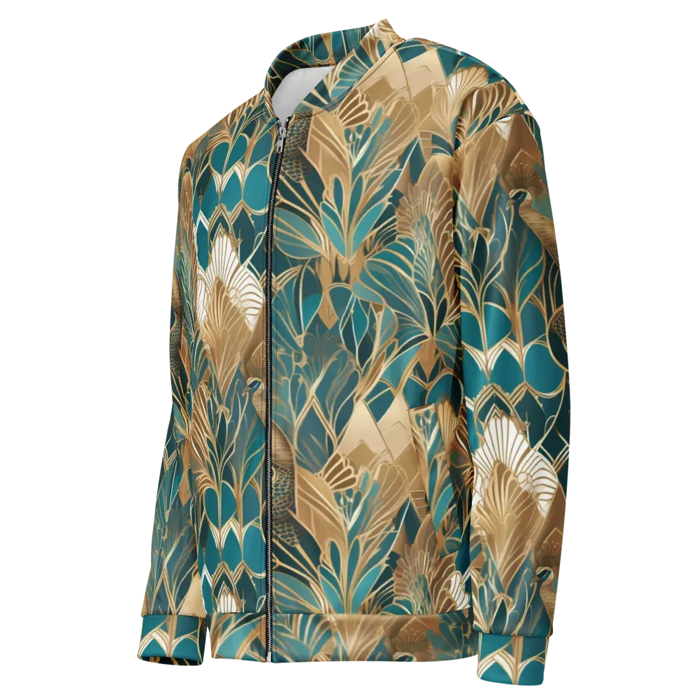 Gilded Peacock Garden on Bomber Jacket — Left Front