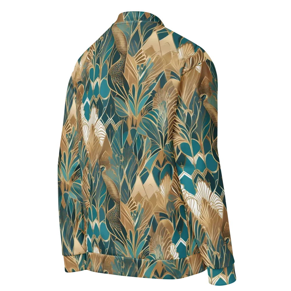 Gilded Peacock Garden on Bomber Jacket — Right Back