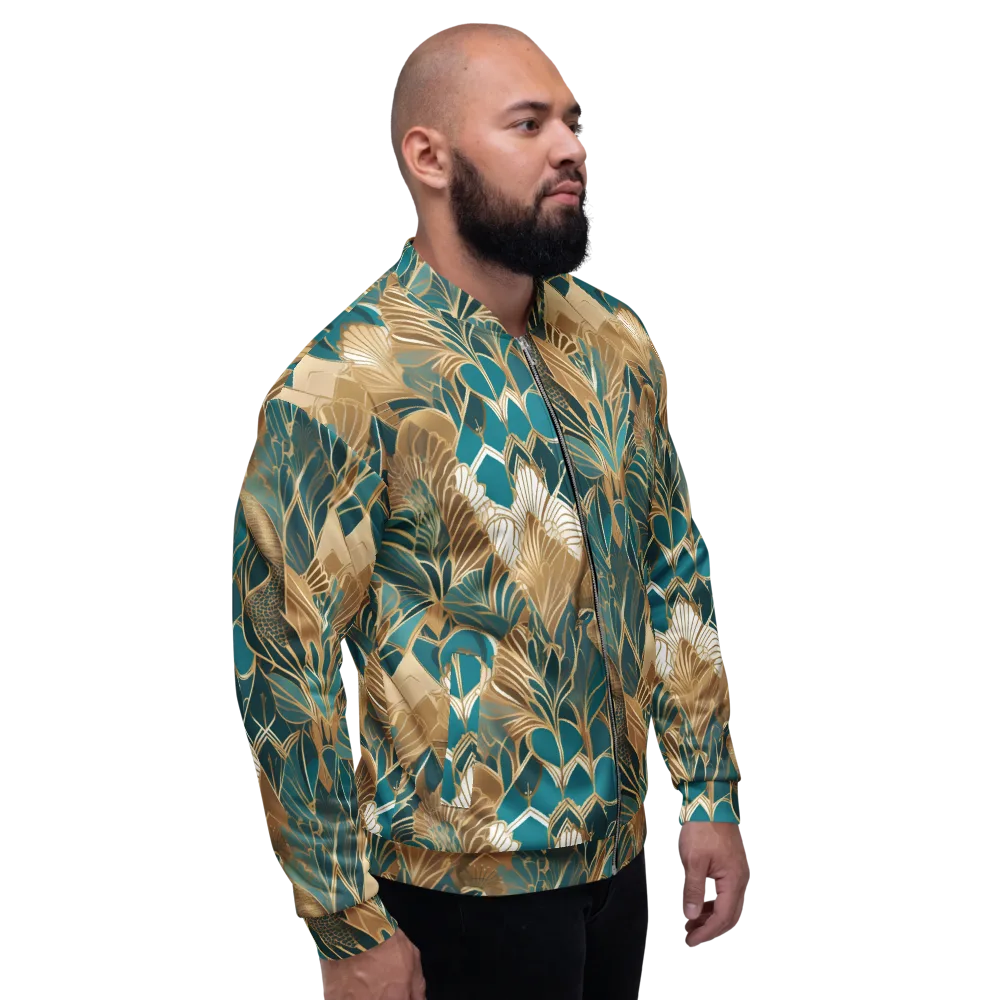 Gilded Peacock Garden on Bomber Jacket — Right