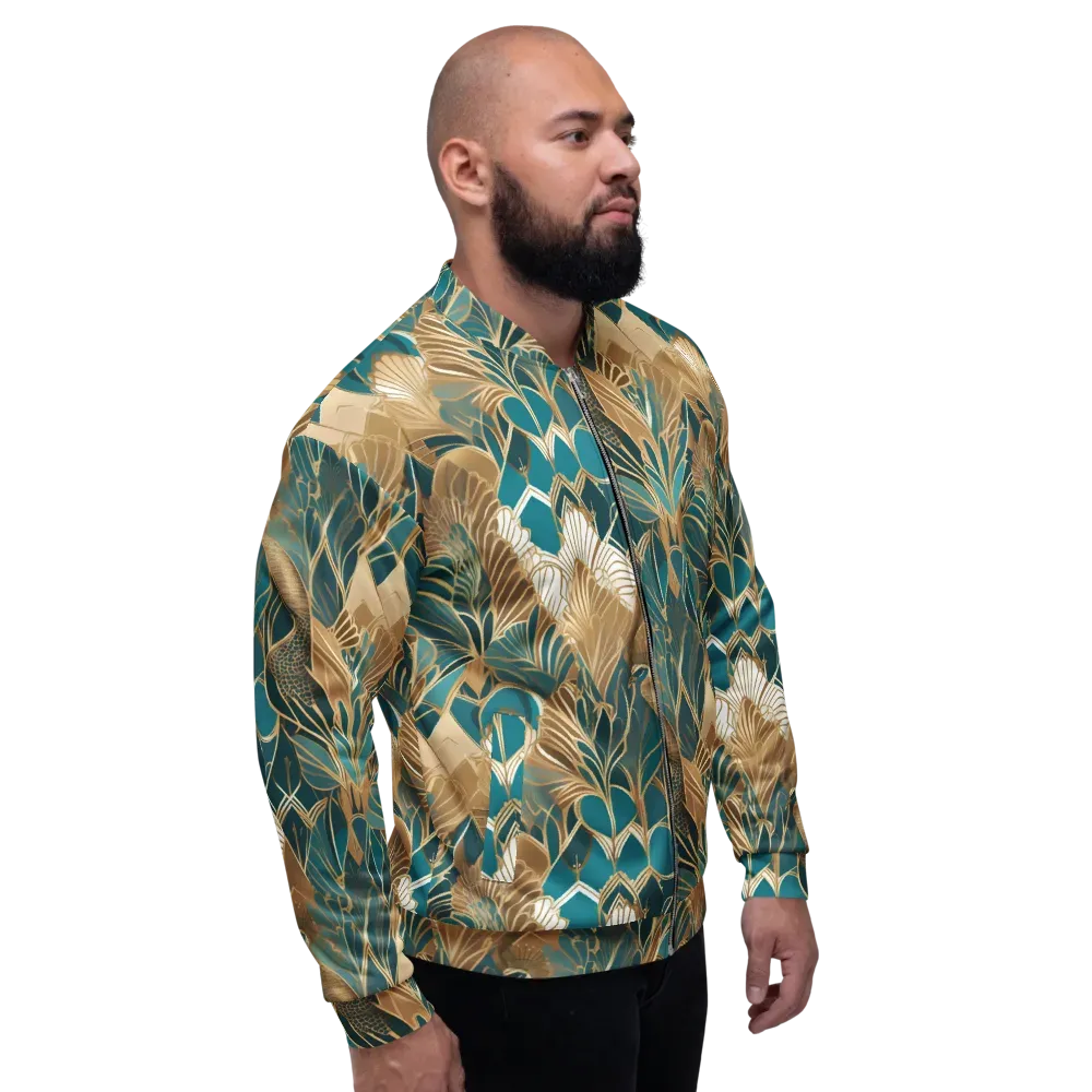 Gilded Peacock Garden on Bomber Jacket — Right