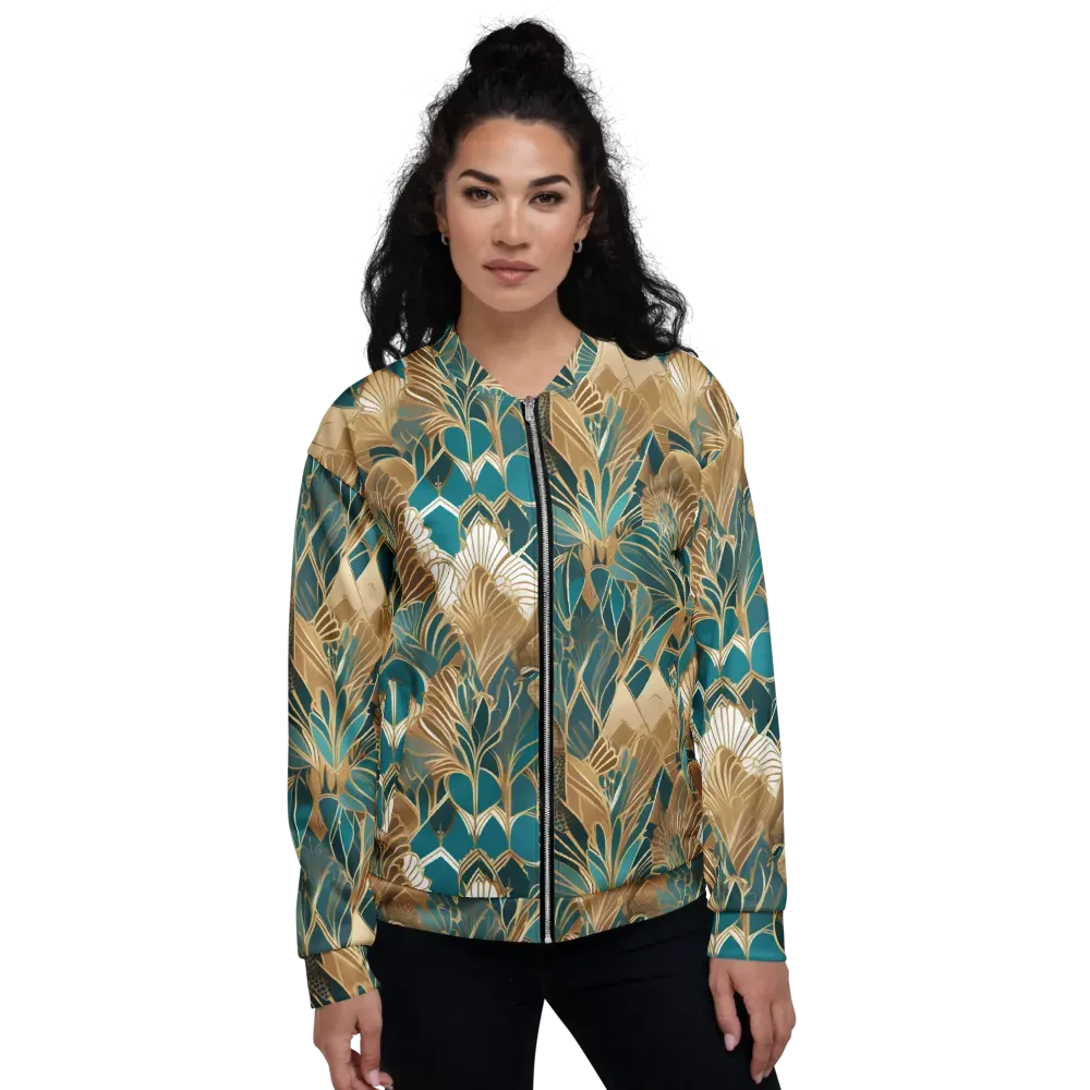 Gilded Peacock Garden on Bomber Jacket — Front