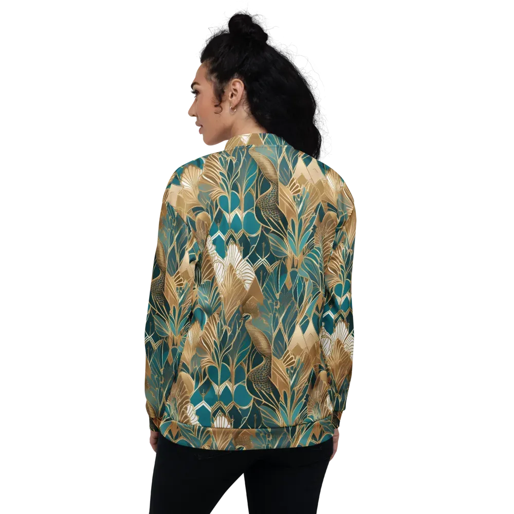 Gilded Peacock Garden on Bomber Jacket — Back