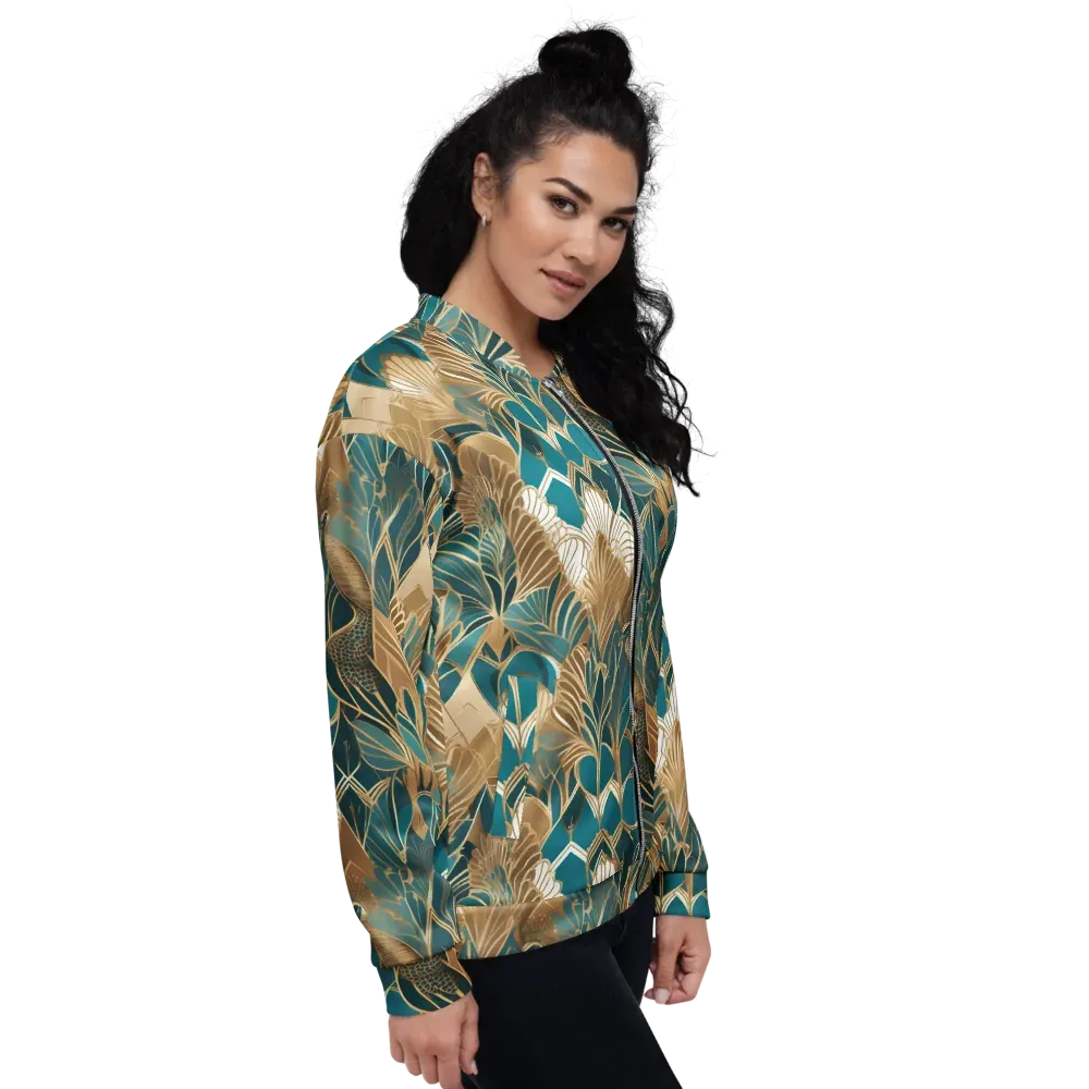 Gilded Peacock Garden on Bomber Jacket — Right