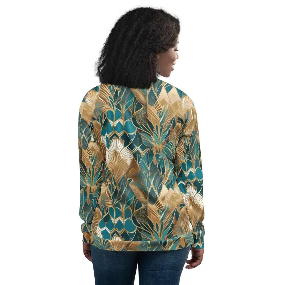 Gilded Peacock Garden on Bomber Jacket — Back
