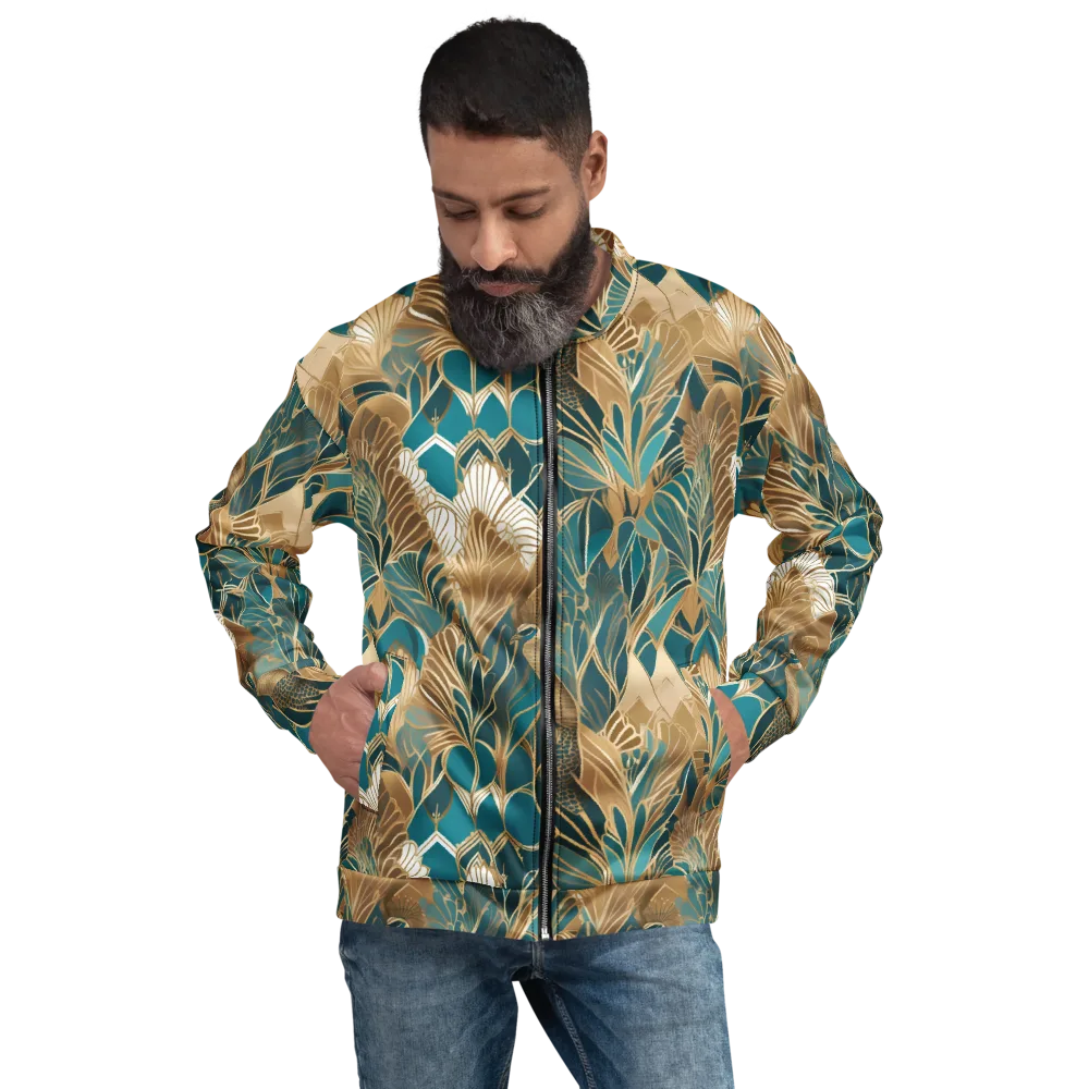 Gilded Peacock Garden on Bomber Jacket — Front