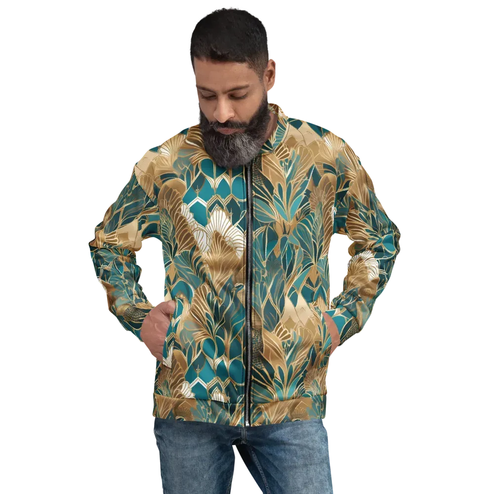Gilded Peacock Garden on Bomber Jacket — Front