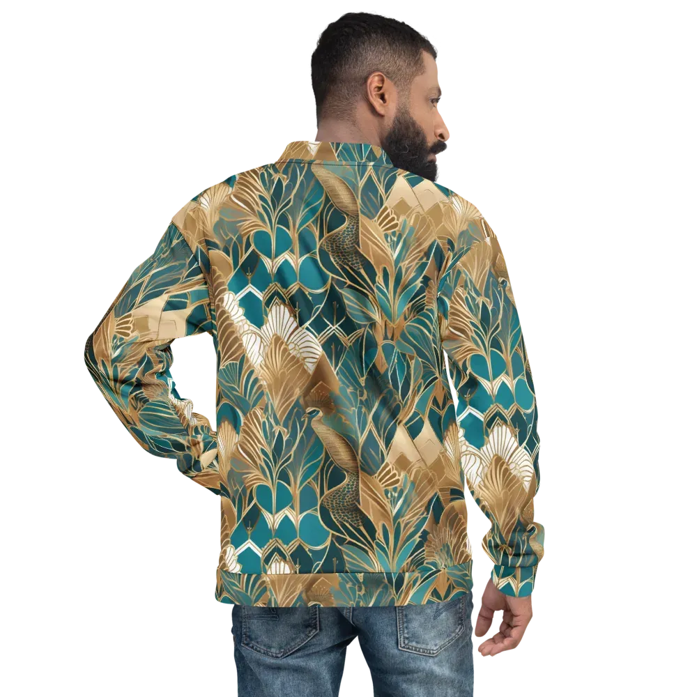Gilded Peacock Garden on Bomber Jacket — Back