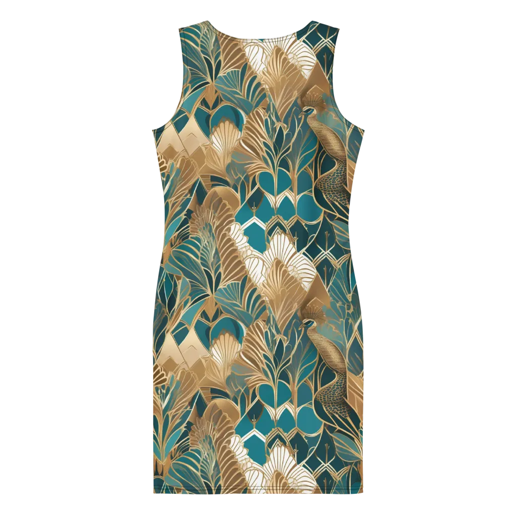 Gilded Peacock Garden on Bodycon Dress — Back