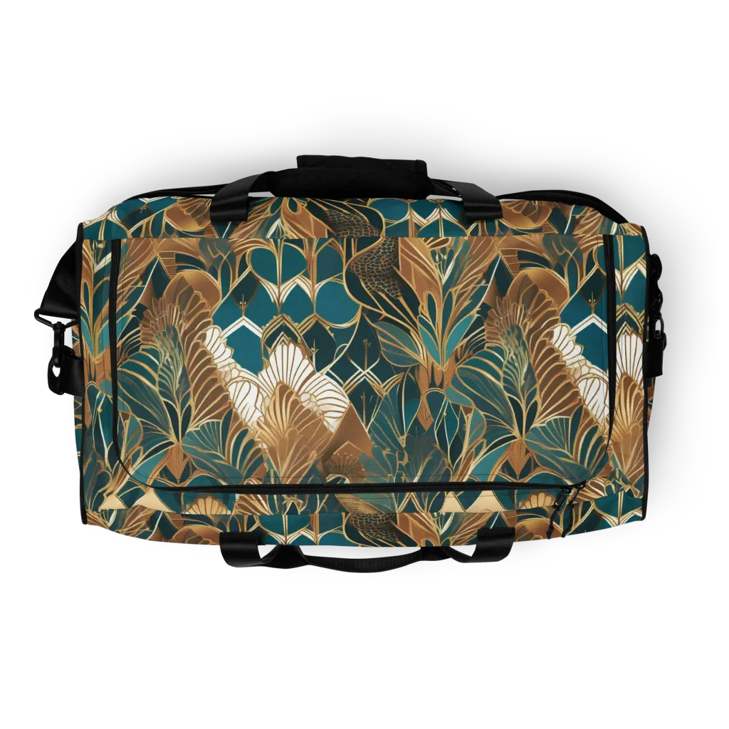 Gilded Peacock Garden on Duffle Bag — Top