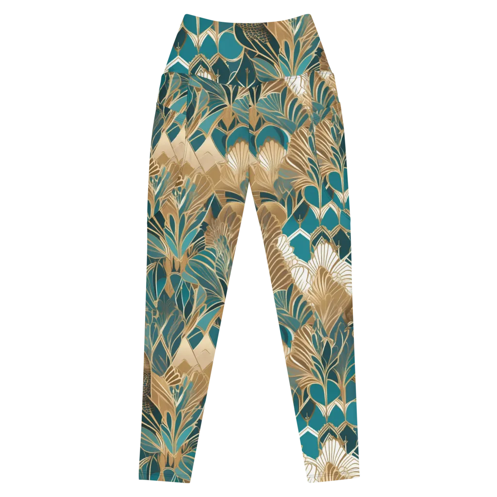 Gilded Peacock Garden on Leggings with Pockets — Front