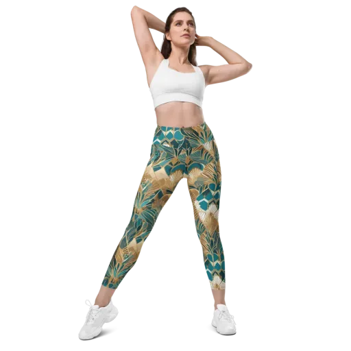 Gilded Peacock Garden on a Leggings with Pockets