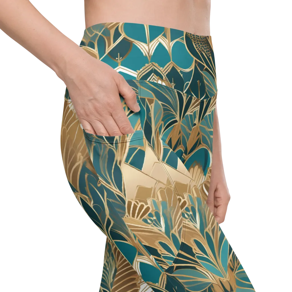 Gilded Peacock Garden on Leggings with Pockets — Product details
