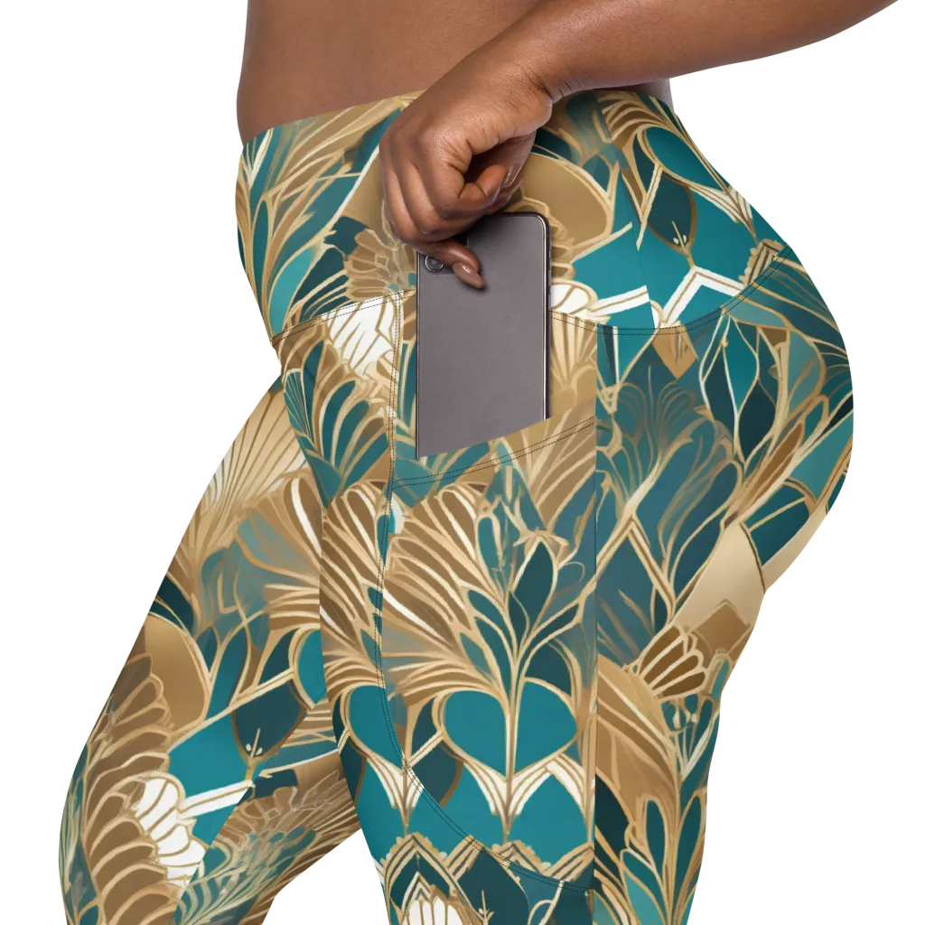 Gilded Peacock Garden on Leggings with Pockets — Product details 2
