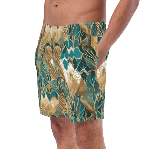 Gilded Peacock Garden on a Swim Trunks