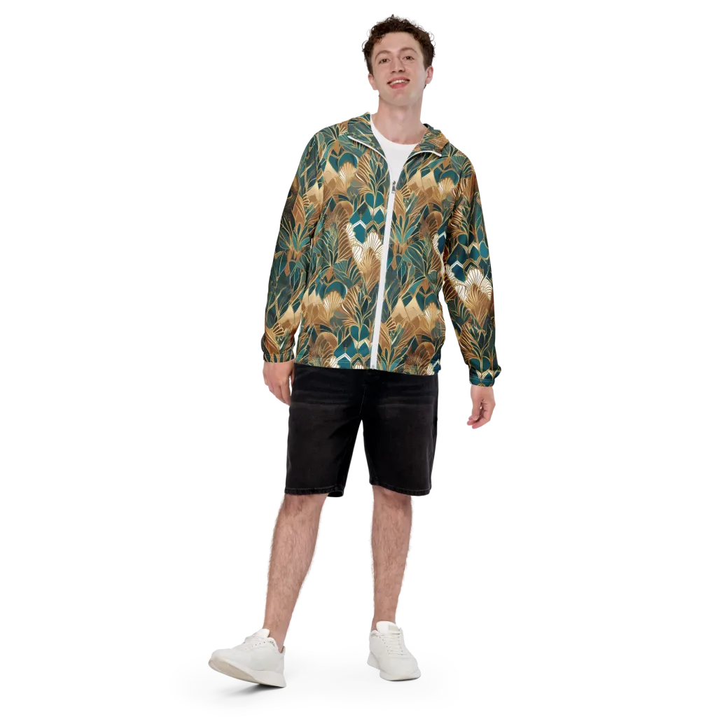 Gilded Peacock Garden on Men's Windbreaker — Front