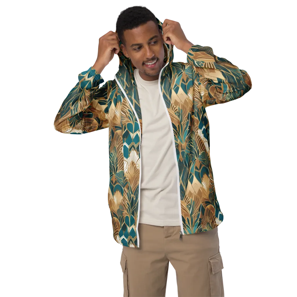 Gilded Peacock Garden on Men's Windbreaker — Front