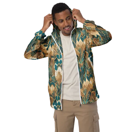Gilded Peacock Garden on a Men's Windbreaker