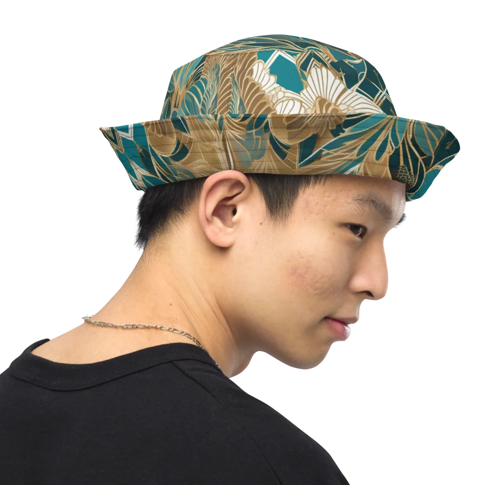 Gilded Peacock Garden on Reversible Bucket Hat — Right Outside