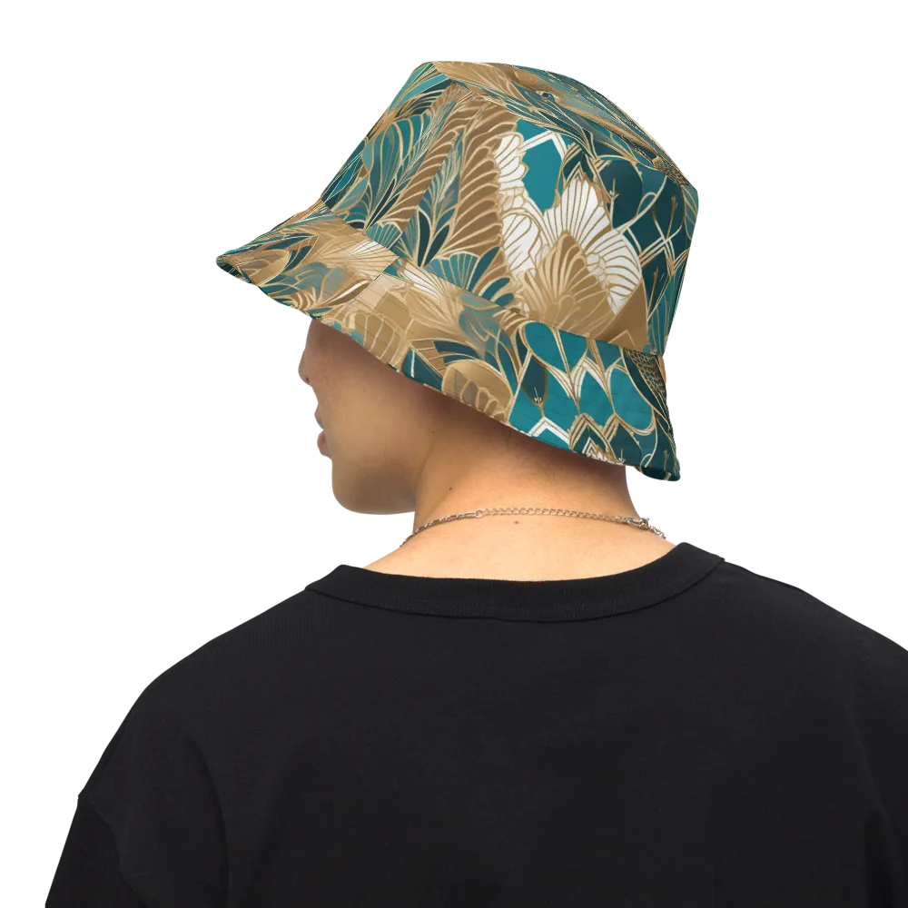 Gilded Peacock Garden on Reversible Bucket Hat — Back Inside