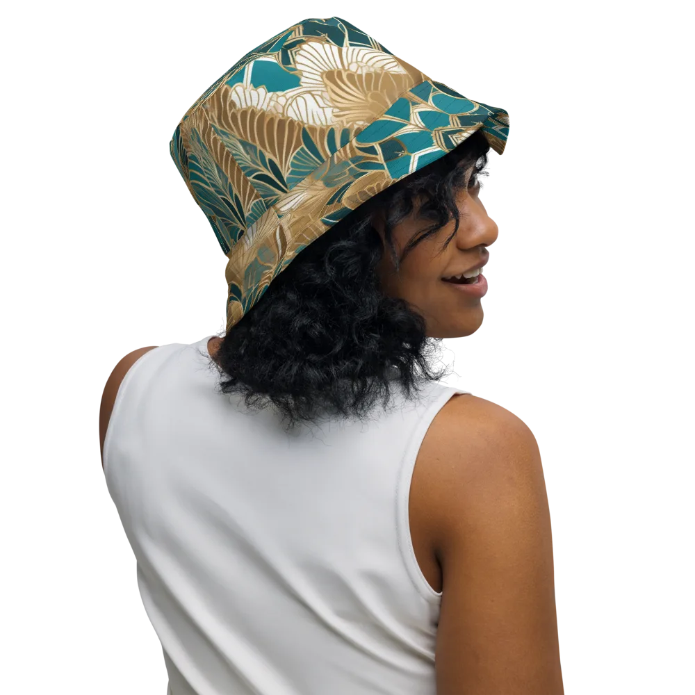 Gilded Peacock Garden on Reversible Bucket Hat — Right Outside