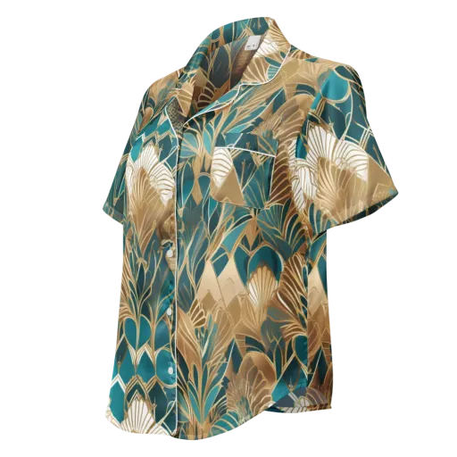 Gilded Peacock Garden on a Women's Short Sleeve Pajama Top