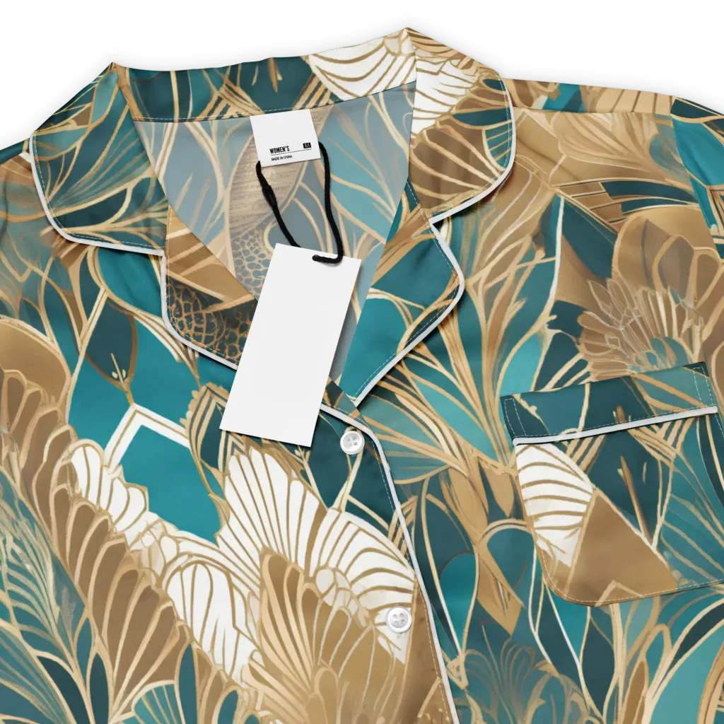 Gilded Peacock Garden on Women's Short Sleeve Pajama Top — Product details