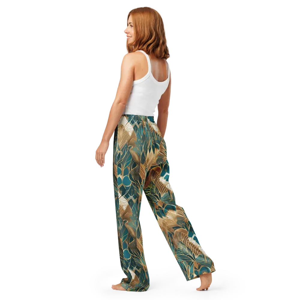 Gilded Peacock Garden on Women's Pajama Pants — Back