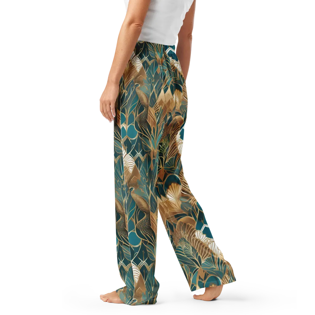 Gilded Peacock Garden on Women's Pajama Pants — Left