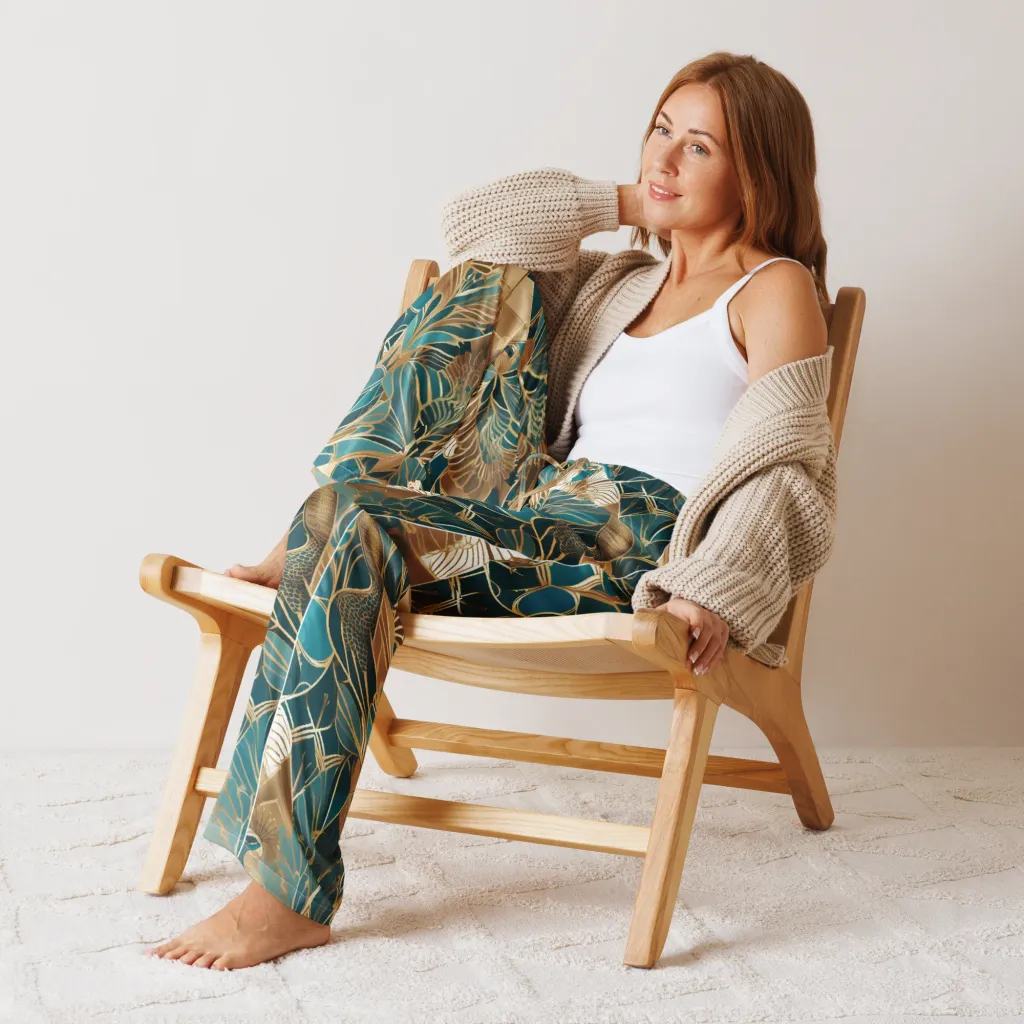 Gilded Peacock Garden on Women's Pajama Pants — Front
