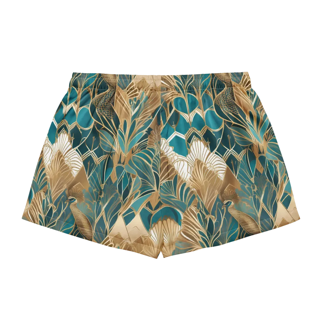Gilded Peacock Garden on Women's Pajama Shorts — Back