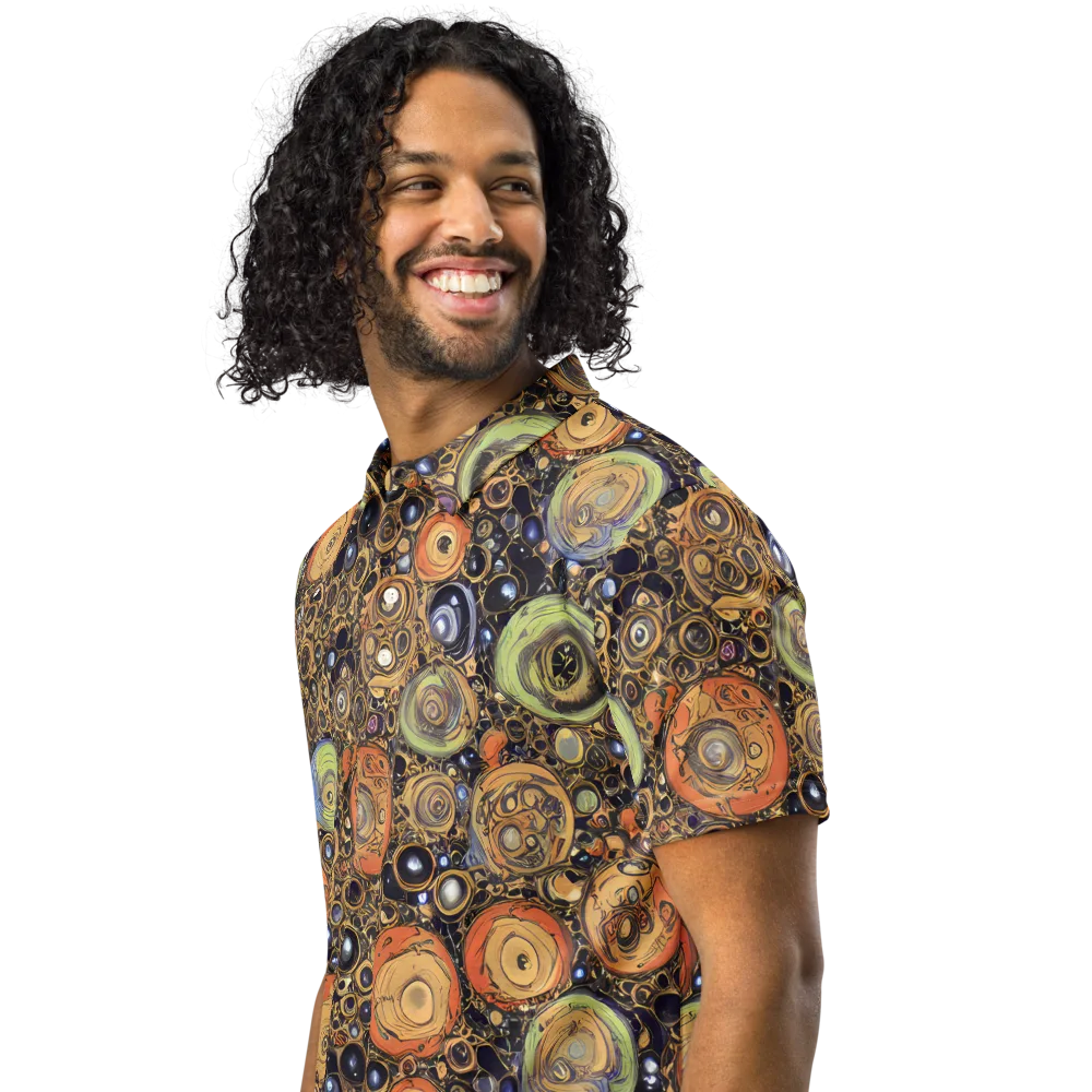 Crescent Echoes on Men's Slim Fit Polo Shirt — Left Front